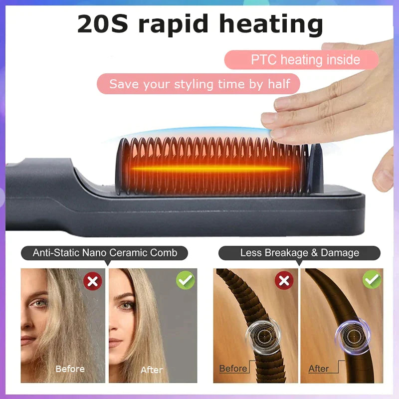 Multifunctional Tourmaline Ceramic Hair Comb: Fast Hair Styling Tool